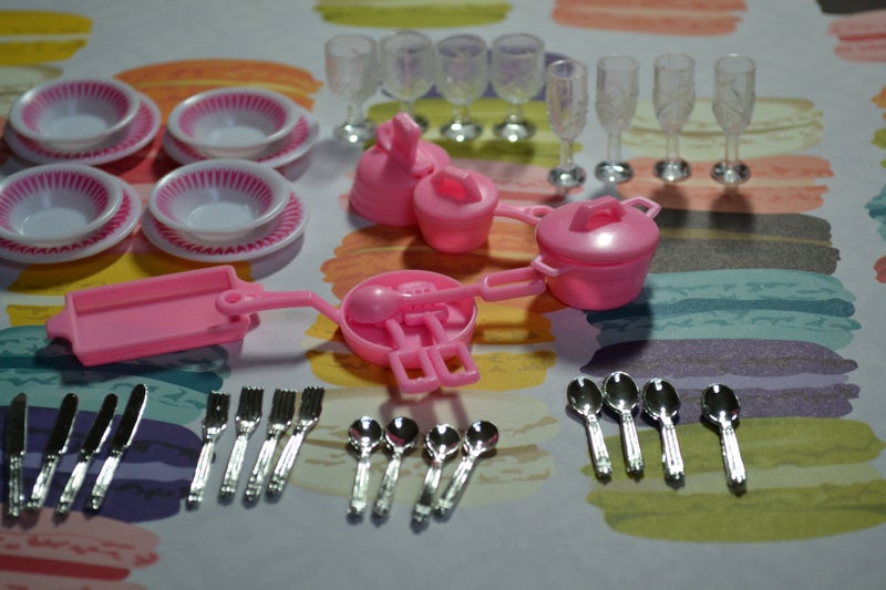 Gloria Dollhouse Furniture- Accessories Plate Glasses Spoon Set - Image 2